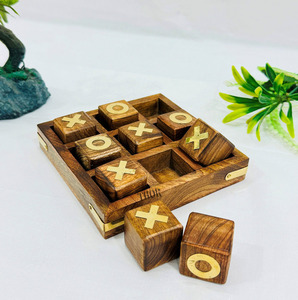 5 pouces Tic Tac Toe jeu Table basse en bois rustique jeu de société en bois avec décor jeux de famille pour adultes et enfants - Product Image 5