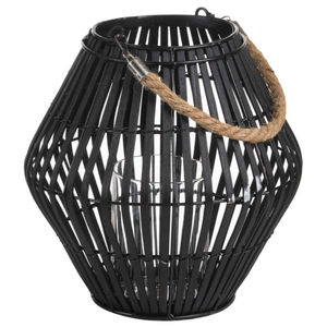 Modern Styles Two Tone Rattan Lantern Green & White <b>Wicker</b> Indoor Outdoor Candle Holder With Glass Lantern In Wholesaler Price - Product Image 3