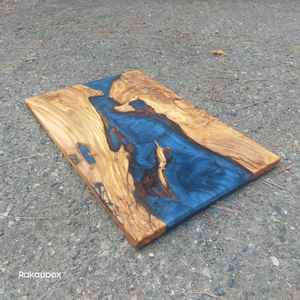 Ensemble de 4 sous-verres en bois d'acacia et résine avec panneau de verre suspendu pour le service à la maison et à l'hôtel - Product Image 6