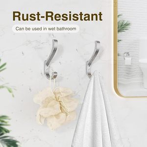 <b>Chrome</b> Coat <b>Hooks</b> Wall Mount Heavy-Duty Aluminium Large Coat Hanger for Clothing Key Bags Hats & Office Use - Product Image 5