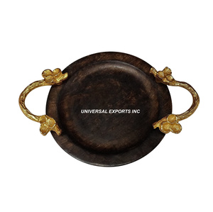 Plateau à chocolat en bois naturel, écologique et fait à la main, forme ronde, plateau de service de luxe décoratif multifonctionnel, vente chaude - Product Image 2