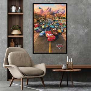Affiche de voitures sur toile de style moderne avec cadre noir pour décoration murale - Product Image 1
