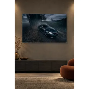 Impression sur toile de Fida Black BMW M6 sur route forestière brumeuse - Product Image 4