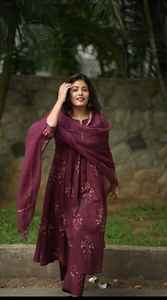 Impreso Anarkali cuello en U mangas completas con hermoso Kota doriya Dupatta indio étnico boda festivales fiesta desgaste Salwar traje - Product Image 2