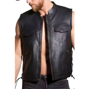 Chaleco para montar en moto para hombre, cuero personalizable, servicio OEM, suministro directo de fábrica, chaleco para montar en moto - Product Image 3