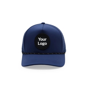 OEM Customized Waterproof Golf <b>Hat</b> 5-Panel Laser Cut Holes With Rubber Patch Logo Custom Twisted Rope <b>Caps</b> Vietnam Sportswear VN - Product Image 1