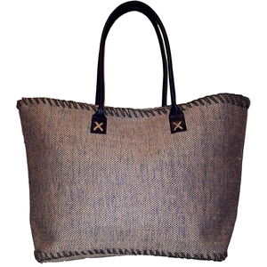 Premium Quality Eco Friendly <b>Jute</b> Shopping <b>Bag</b> with Black Leather Tape Handle High Quality Product with Affordable Price - Product Image 1