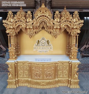 Comprar madera maciza tallada a mano Pooja Ghar Sagwan Templo de madera para el hogar indio teca madera templo fabricado DST decoraciones de boda - Product Image 6