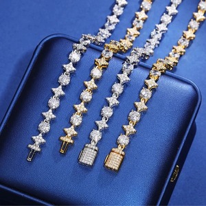 Classique étoile ronde Moissanite VVS Tennis chaîne 925 collier en argent Sterling glacé diamant chaîne Hip Hop bijoux cadeau pour elle - Product Image 3