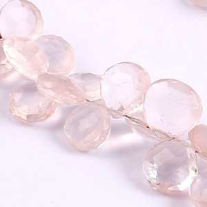 Quartz Rose naturel à facettes coeur Briolette perles de pierres précieuses 10-16mm 7 pouces longueur de brin en gros perles en vrac bijoux - Product Image 4