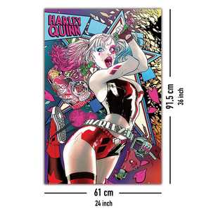 Affiche de bande dessinée Batman, design néon Harley Quinn, art mural sur toile de style moderne avec cadre noir - Product Image 5