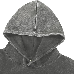 Prix de gros 2025, sweat à capuche personnalisé pour homme, streetwear d'hiver, déchiré, lavage à l'acide, double couche, molleton lourd, coupe-vent - Product Image 5