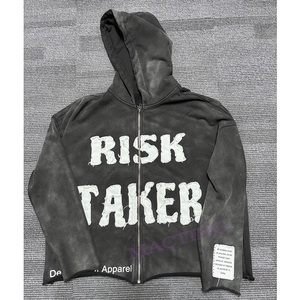 OEM personalizado Streetwear sudaderas con capucha parche trabajo y bordado Diseño ácido lavado de gran tamaño pulóver sudadera proveedor - Product Image 3