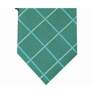 Cravate pour homme à motif floral quadrillé Canton, en soie et polyester vert classique, avec logo personnalisé, taille standard, style décontracté - Product Image 2