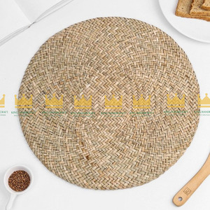 Mantel de mesa de paja tejido de hierba de agua hecho a mano, mantel Individual de aislamiento térmico antiescaldado para decoración del hogar, gran oferta - Product Image 1