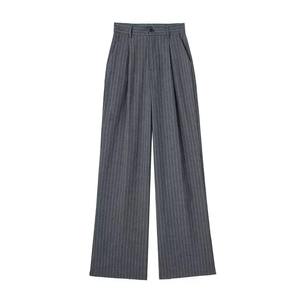 Women's Formal <b>Pants</b> Office Wear Women Striped Grey Black <b>Pants</b> Woman High Waist Baggy <b>Suit</b> <b>Pants</b> Casual Wide Leg Trousers - Product Image 2