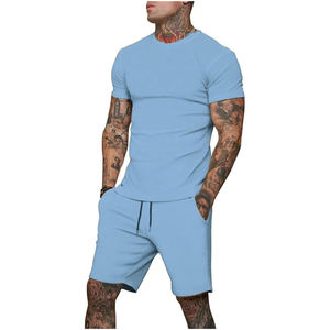 Ensemble t-shirt et short de survêtement à manches courtes pour hommes d'été respirant le plus à la mode 2 poches de haute qualité - Product Image 3