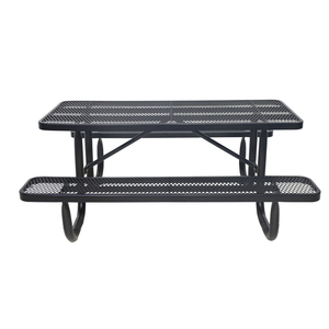 Table de pique-nique rectangulaire de style industriel durable avec bancs intégrés, pliable et portable pour cour, jardin, cuisine, camping - Product Image 2
