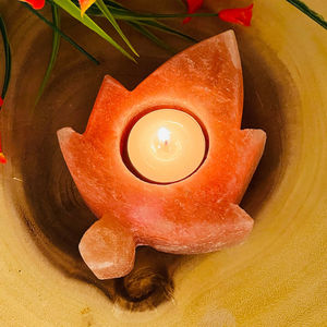 Lampe de sel de l'Himalaya artisanale haut de gamme pour la relaxation à domicile, porte-bougie chauffe-plat, en cristal naturel durable, éclairage d'ambiance - Product Image 3