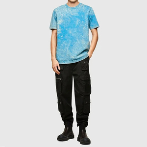 Camiseta lavada con ácido para hombre, ropa de calle transpirable, ligera, 100% algodón, estilo Formal para adultos - Product Image 3