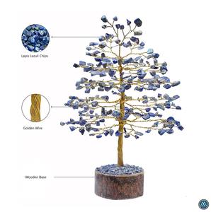 Piedra preciosa de lapislázuli azul Natural de alta calidad 1000 Chips de cristal árbol Feng Shui estatuilla India para decoración del hogar amor curativo - Product Image 2