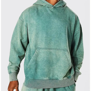 Sudadera con capucha con cremallera personalizada de temporada de invierno para hombre, técnica de soplo de cuentas de Color sólido, sudaderas con capucha holgadas de Material de poliéster/algodón - Product Image 1