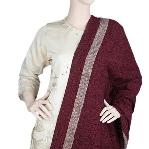 ผ้าคลุมไหล่กำมะหยี่สำหรับผู้หญิง - สีแดงเลือดหมู - Product Image 2