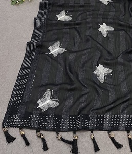 Venta de exportación diseñador musgo tela bordado Sari último Sari exclusivo para elegante aspecto étnico adultos bodas aspecto impresionante - Product Image 3