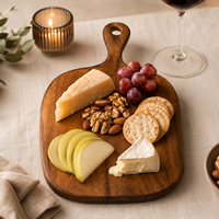 Planche à découper en bois d'acacia massif certifiée FSC BSCI avec poignée pour la préparation de la viande et des légumes en cuisine, faible MOQ