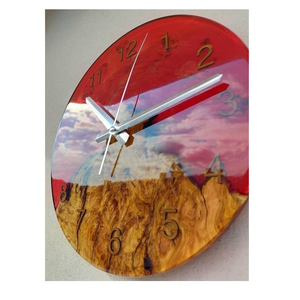 Horloge murale en bois et résine la plus vendue horloge murale en bois d'acacia poli miroir couleur rose - Product Image 1