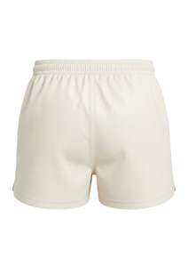 Mens Genuine <b>Leather</b> Lace Up Front <b>Shorts</b> with Elastic Waist Ivory White for Dailyuse Outdoor Activities - Product Image 3