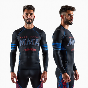 Rash Guard personnalisé pour MMA et avec compression à manches courtes et complètes conception d'équipement de combat kimono de jiu jitsu - Product Image 1
