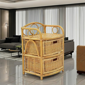 Armoire pour enfants avec 2 tiroirs, étagère de rangement en rotin, design asiatique écologique pour la maison et l'hôtel, origine Indonésie - Product Image 3