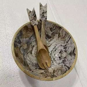 Eco-Friendly Disposable Wooden Salad Soup Bowl Round Serving <b>Dinnerware</b> for Hotel Restaurant Home Use - Product Image 3