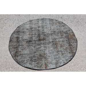 Tapis Turc Vintage Moderne Grand 3.6 'X 3.7' Gris Laine Seagrass Motif Abstrait Latex pour Adolescents Design Couloir Rectangulaire - Product Image 1