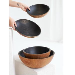 Cuenco de madera de acacia natural Paredes gruesas y base resistente para servicios de hotel de alta calidad - Product Image 5