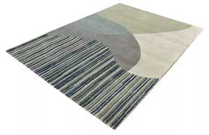 Tapis d'intérieur à poils plats en laine/soie fait main, multi-couleurs, taille personnalisable, motif abstrait, adapté aux animaux domestiques, salon - Product Image 3