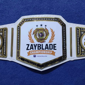 เข็มขัดแชมป์เฮฟวี่เวทพรีเมี่ยมออกแบบเองได้สายหนังแท้6มม. ทนทานโลโก้ด้านหน้าสำหรับสวมใส่ศิลปะการต่อสู้ - Product Image 1