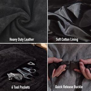 Delantal de soldadura de cuero resistente al calor y al fuego con 6 bolsillos Delantal DE SEGURIDAD industrial para protección del cuerpo y la ropa - Product Image 3