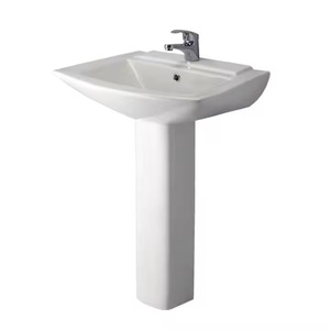 Juego de fregadero de lavabo de Pedestal Rectangular de cerámica blanca a bajo precio directo de fábrica para hospitales en India y Bangladesh - Product Image 2