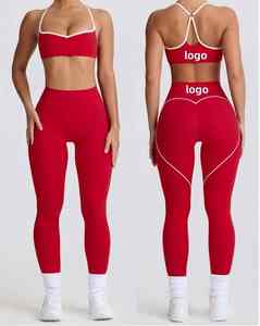 2025 femmes rembourré réglable Yoga soutien-gorge et taille haute Scrunch bout à bout Gym Leggings ensembles 2 pièces sans couture vêtements actifs - Product Image 6