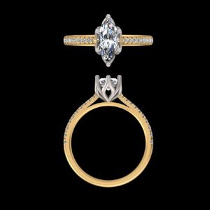 1.45ct Marquise Diamond Engagement <b>Ring</b> 14k 18k Yellow <b>Gold</b> Pave <b>Set</b> Bridal Wedding Anniversary Jewelry Fine Custom Design - Product Image 2