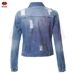 Veste en jean bleue pour femmes, design personnalisé, fermeture à boutons, vêtements de mode, fabrication OEM ODM - Product Image 3