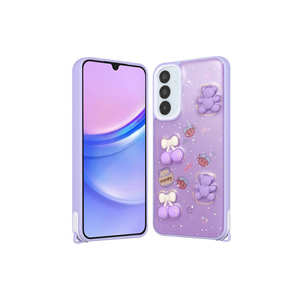 Funda de Silicona de Lujo con Diseño de Oso Morado en 3D con Purpurina para Samsung Galaxy S23 FE, Antihuellas, Protectora y Moderna, A53 - Product Image 1