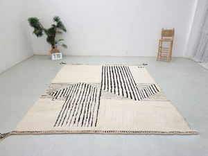 Alfombra de Lana de Oveja Marroquí Tejida a Mano de Diseño Moderno y Elegante, la Mejor Calidad, Precio al por Mayor, Decoración Geométrica para Sala de Estar y Dormitorio - Product Image 2