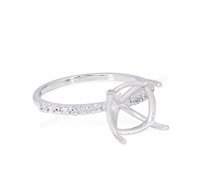 925 argent Sterling coussin broche anneau réglage avec Zircon 10x10mm blanc souvenir lait maternel résine cendres bijoux à bricoler soi-même pour les femmes - Product Image 2