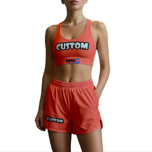 Tenzo Intl Vêtements de sport de yoga pour femmes OEM ODM Service. Ensemble de gymnastique personnalisé en polyester, élasthanne, 2 pièces, respirant et uni sur le devant Transfert à chaud - Product Image 2