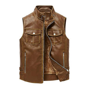 Gilet en cuir coupe-vent pour hommes avec fermeture à boutons pour clubs de motards - Vêtements d'extérieur, vente en gros, fabricant pakistanais - Product Image 6