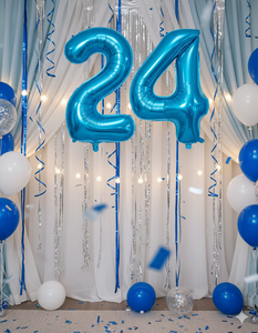 Globo de Helio con Número Celeste y Letras Gruesas para Decoraciones de Cumpleaños, Graduación, Regreso a Clases y Halloween - Product Image 2