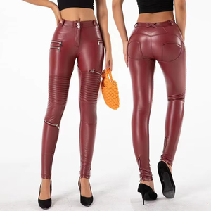 Pantalon Moto Femme Hiver Décontracté Taille Mi-Haute en Similicuir PU Respirant Coupe-Vent Imperméable Extensible Moulant Style Punk Streetwear - Product Image 5